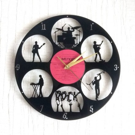 Часы на виниловой пластинке Rock