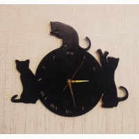 Настенные часы из дерева Котики