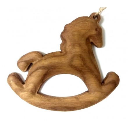 Деревянная ёлочная игрушка Лошадка-качалка