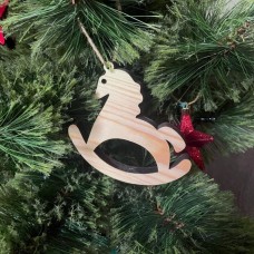 Деревянная игрушка на елку Лошадка-качалка