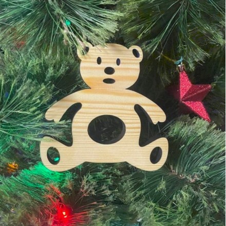 Деревянные игрушки на елку ручной работы Мишка