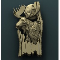 Резное 3D панно из дуба Лось