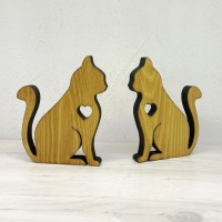 Деревянный декор для дома Кошечки светлые