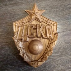 Логотип ЦСКА из массива дуба